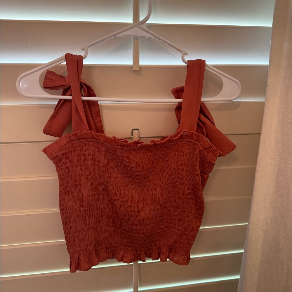 TCEC Rust Orange Colored Top with Silk ties